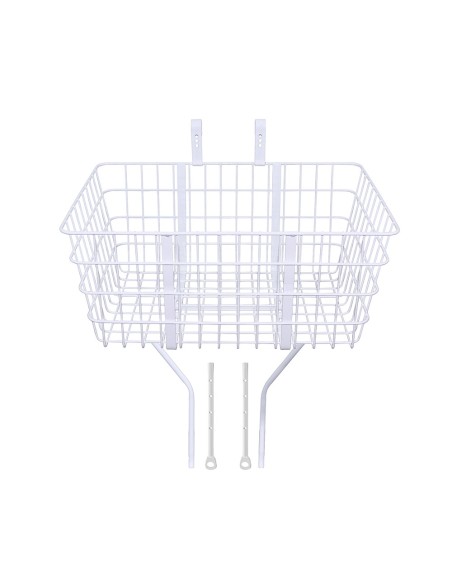 Steel Wire Front Basket With Adjustable Braces Fit 20 to 29 Bikes TL-907ss White.